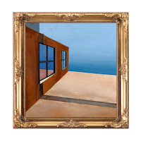 a painting of a window in a gold frame